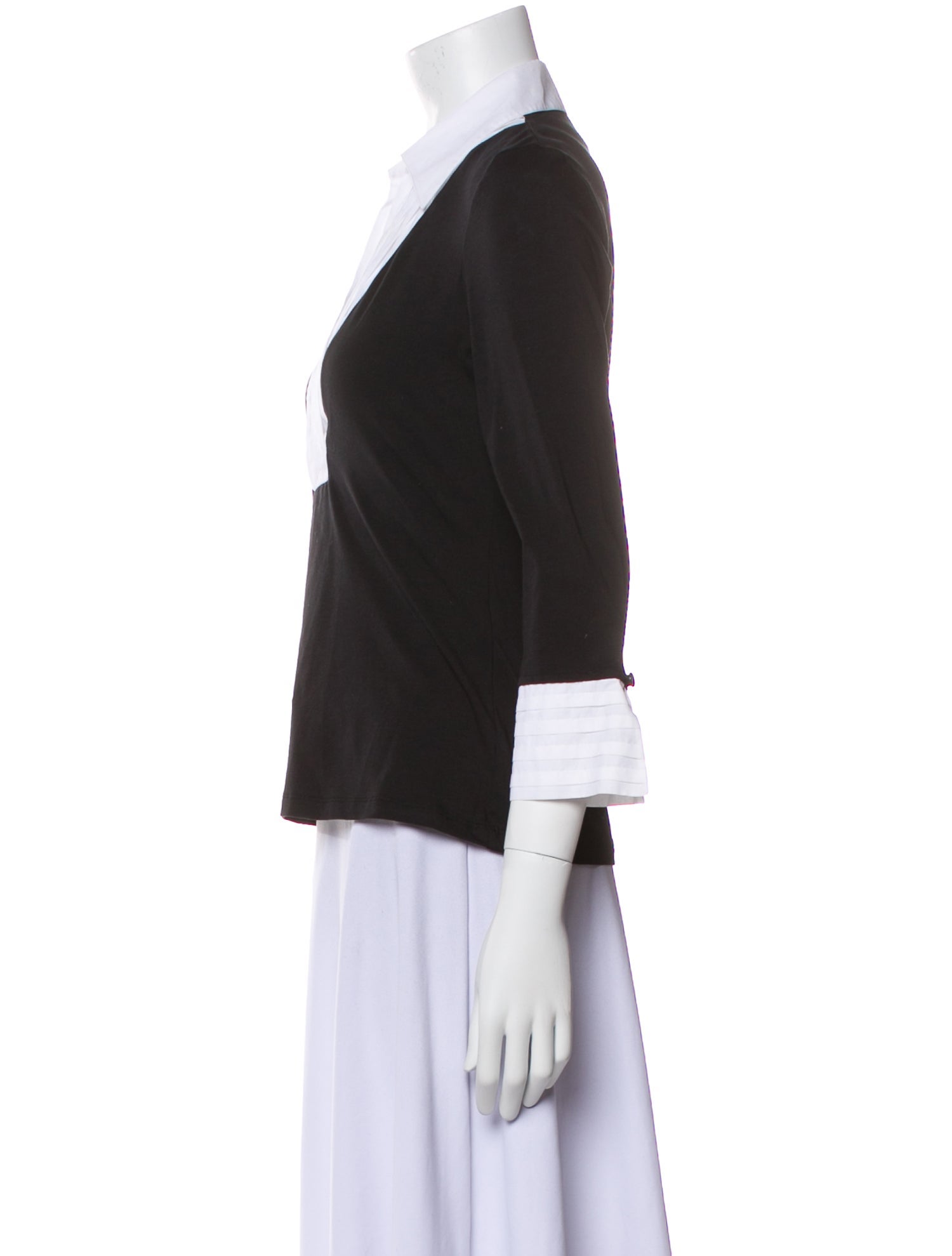 Anne Fontaine V-Neck Three-Quarter Sleeve Top